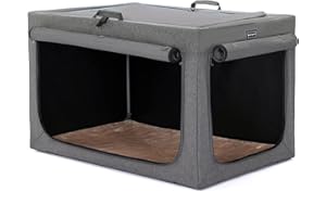 Petsfit Hundebox faltbar für große mittlere Hunde, Hundebox für Zuhause Hundetransportbox Verstellbares Design Hundeschlafbox, Zimmerkennel Hund mit Reißfeste Netzfenster & plüsche Betteinlage