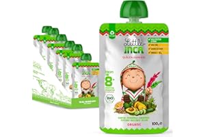 Little Inca Organic Baby Food Pouches Quinoa Hummus (6x100g) | Middle Eastern-Inspired Dairy-Free Baby Pouches | 8 Months+ | Recyclable Plant-Based Veg & Fruit Pouches | Supports Gut/Cognitive Health