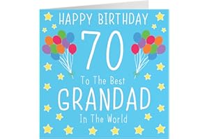 Hunts England Grandad 70th Birthday Card - Happy Birthday - Best Grandad In The World - Iconic Collection - Standard - 148 x 148 mm