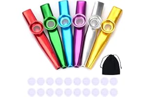 Tbczvx Kazoo Multipack, 6pcs Flute Instrument with 36 Diaphragms, Wooden Kazoo for Guitar, Violin, Piano Accompaniment