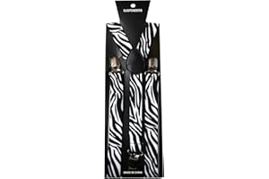 DANGEROUSFX Funky Trendy Unisex Suspender Braces – Polka Dot, Hearts, Animal Print, Music Notes, Tartan, Skulls