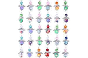 Amosfun - 30 abalorios de ángel coloridos con alas de ángel, para hacer joyas, manualidades, accesorios para collar y pulsera (mezclado)