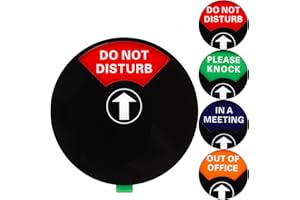 Aoliandatong Privacy Sign, Do Not Disturb Sign, Out of Office Sign, Please Knock Sign, in a Meeting Sign, Office Sign, Conference Sign for Offices, 5 Inch, Black