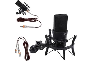 Ouitble XLR Podcast mikrofon 26 mm stort membran kondensatormikrofon med chockhållare XLR-utgång och popfilter för streaming