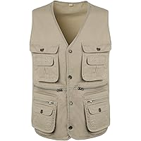 MeiLayM Outdoorvest voor heren, met veel zakken, licht, ademend, vissersvest, vrije tijd, multifunctioneel, sneldrogend, mouwloos, jas, verslagvesten, safari, trekking, legergroen, 3XL
