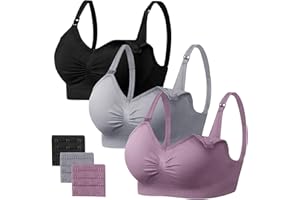 HBselect 3 Pack Women’s Nursing Bra Wireless Seamless Maternity Bra Breastfeeding Bras Bralette with Removable Bra Pads Extenders