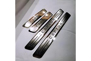 Ever TA 4Pcs Car Door Sill Protector Strips for REN-Ault CAPTUR 2014-2021, Stainless Steel Kick Plates Scuff Guard Threshold Styling Decor Accessories, Silver
