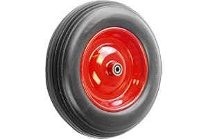 NUGOYA Product Pro 14" Red Puncture Proof Wheel 3.50-8 Steel Rim for 1/2" Inch Axle Shaft