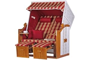 bene living Strandkorb Ostsee - karo/rot - PE weiß