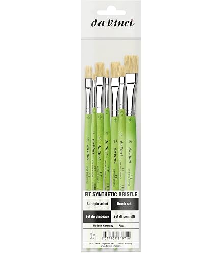 Da Vinci Series 374 Set Di 4 Pennelli Da Trucco Per Scuola E Hobby, Misure 6, 8, 10, 12, Fibre Sintetiche - Made In Germany