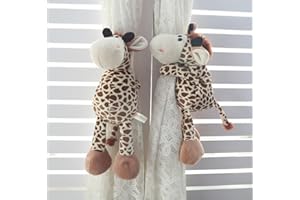 EXQUILEG Lot de 2 embrasses de rideaux - Motif animaux de dessin animé - Pour chambre d'enfant - Décoration de fenêtre (girafe)