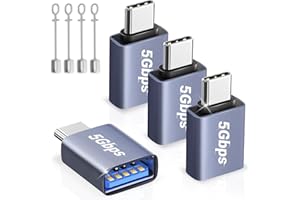 Esiposs Adaptador USB A Tipo C (4 Piezas), Adaptador USB-C Macho a USBA Hembra OTG Convertidor Thunderbolt 5/4/3 auf USB3.0 Compatible con iPhone 16 15 MacBook iPad Mac Samsung S25, Gris