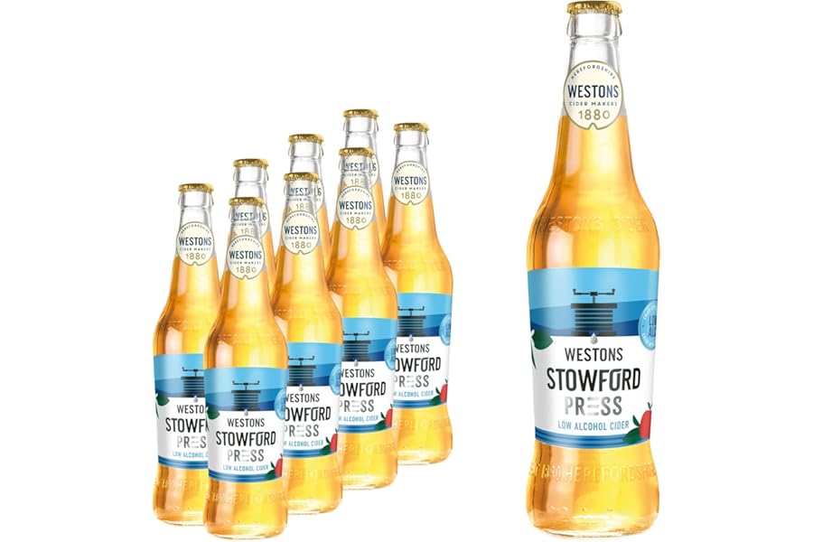 Stowford Press Low Alcohol Cider 8 x 500ml Glass Bottles, 0.5% ABV - 100% Locally Sourced Apples | Notes of Crisp, Ripe Apple & Honey with a Bittersweet Finish