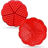 G4GADGET Silicone Waffle Mould – Red Non-Stick Mini Heart Moulds for Waffles, Muffins, Pancakes & More – Oven, Microwave & Di