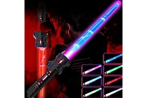 ZYGSEVE Light Saber for Kids - LED Colour Changing Lightsaber Toys With 7 Colors and FX Sounds - Extendable Light Sabers for Halloween Fancy Dress Parties, (Black)
