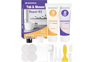 Beanewone Shower Tray Repair Kits, Tile Repair Kit for Porcelain and Ceramic Fixtures to Repair Chips, Dents, Nicks and Cracks (Black and White)