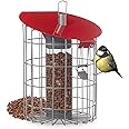 The Nuttery Nut Bird Feeder RNMN01 - Roundhaus Squirrel-Proof, All-Weather Steel Construction - Hanging Large Capacity Garden Bird Feeder with Easy-Fill Design - (Berry Red)