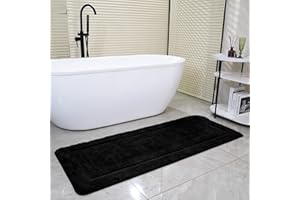 SOANNY Tappeto da Bagno Nero Grande in Microfibra Morbida, Retro Antiscivolo e Assorbente, Ispessito e Lussuoso, Lavabile in Lavatrice, 60 x 150 cm