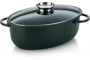 kela Cocotte 8 litres, induction Cocotte ovale KERROS, couvercle avec bouton de réglage de l'arôme, fonte d'aluminium revêtue, convient pour le four