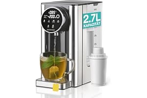 ‎HEINRICH´S Heinrich´s Heißwasserspender-Heißes Wasser auf Knopfdruck zwischen 40°-100°C,Wassermenge 100ml-400ml auswählbar, für Babynahrung geeignet, Inkl.Reinigunsfunktion+Filter, Touch-Display, 2.7