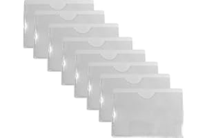 PCL Media ltd Sticky Backed Thumb Cut Self Adhesive Pocket for Membership, Slimmers World, Weight Watcher Cards (Pack of 8) - Self Adhesive Business Card Pocket