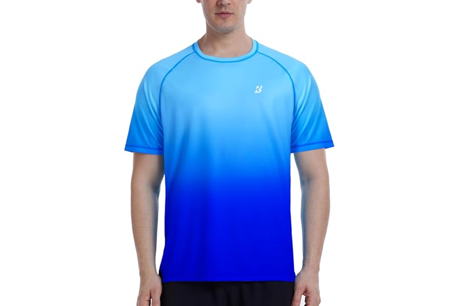 Roadbox Men's Rash Guard Short Sleeve, UPF 50+ UV Sun Protection SPF Shirts, Quick Dry Lightweight Fishing Swim T-Shirt