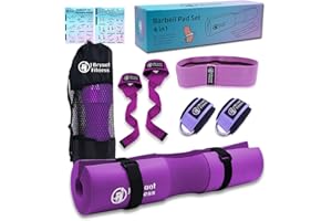 J Bryant Langhantelpolster Set für Kniebeugen Bankdrücken Workout, inklusive dick gepolstertem Hüft-Thrusts-Pad mit Tragetasche, Gewichthebergurten, Hüftwiderstandsband und 2 Knöchelriemen für