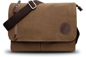 CHEREEKI - Bolso bandolera de lona para hombre o mujer, ideal para el trabajo, los estudiantes y los viajes (adecuado para un ordenador portátil de 13,3 pulgadas)