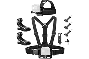 K&F Concept Elastic Chest Harness & Head Strap Mount for GoPro Hero 13 12 11 10 9 Black DJI Osmo AKASO Accessories Kit for Action Cameras