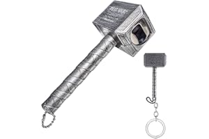 DOSYEN Ouvre-bouteille marteau de Thor 2 pièces - Style vintage - Magnétique - 3D - Pour les amateurs de bière - Livré avec un porte-clés ouvre-bouteille Marteau de Thor