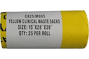 Hanfare CX25/M085 Biohazard Waste Disposal Bags, Heavy Duty, Yellow (Pack of 25)