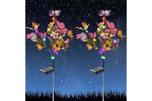 SHAREMI Solar Garden Lights Outdoor, Waterproof Multi-Color Changing LED Flowers Lamp, Solar Powered Garden Ornaments Gifts for Outside Yard, Patio, Pathway Birthday Christmas Decorations (2 Pack Butterfly)