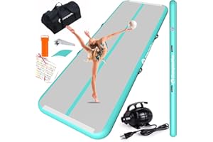 CHAMPIONPLUS Inflatable Air Tumbling Mat Gymnastics Tumble track 4 inch Thickness Air Mats for Home Use/Training/Cheerleading/Water Yoga 10ft 13ft 16ft with Electric Air Pump