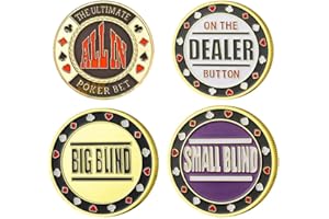 YIQILAFADA 4PC Poker Card Guard Coin Small Blind, Big Blind, Pulsante Dealer, Guardia Poker, Giochi da Tavolo da Collezionismo, Regali per Uomini, Accessori da Poker
