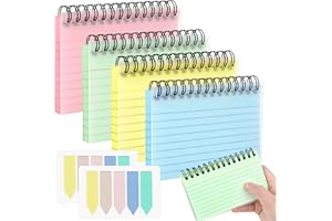 Tikplus Revision Cards, 200 Sheets Coloured Spiral Bound Flash Cards, Lined Index Cards with Protective Cover and Index Tabs, Record Cards for Office, School, Home Note Taking (5x3 in)