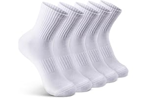 ANQFZQE Women's Athletic Socks, 5 Pairs White Trainer Ankle Socks With Arch Support, Breathable Wicking Cushioned Sports Socks for Women, Perfect for Sports and Daily Use