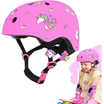 Ginocchiere Per Bambini, 6 In 1, Per Ragazzi E Ragazze, Set Di Protezioni Per Il Polso Per Bambini Di 3 – 8 Anni, Per Pattinaggio, Ciclismo E Skateboard (rosa Bianco