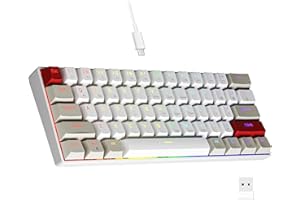 Newmen GM610 Gaming Tastatur Kabellos,60% Prozent Mechanische Bluetooth/2.4Ghz/Mit Kabel,61 Tasten RGB Beleuchtung Hot Swap Anti Ghosting TKL Mini QWERTY Keyboard für PC/Win/Mac,Rote Schalter