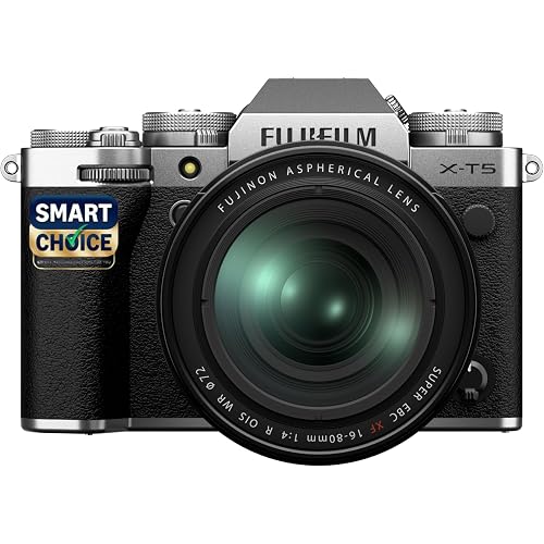 Fujifilm X-T5 40MP APS-C X-Trans Sensor|Smartchoice|Pixel Shift|IBIS System|Ultra high Resolution mirrorless Camera|6k 30p|Quick Lever for Photo/Video with XF 16-80mm f/1:4 Lens -Silver