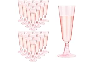 LWAIX Flute da Champagne in Plastica 160ml Bicchieri da Spumante Riutilizzabili per Feste Matrimoni Compleanni Halloween Natale 27Pcs (Rosa)