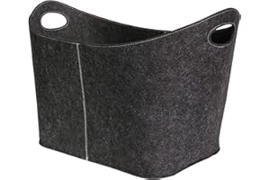 VIIRKUJA XXL Cesto de Fieltro para Leña y para Decoración de Invierno - Fieltro de Excelente rendimiento para Chimeneas - Asas Reforzadas - Gris Oscuro