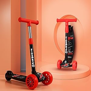 Kidsmate Cruiser Kick Scooter for Kids with Broad Wheels | 3-Wheel Skate Scooter for Boys & Girls of Ages 2-12 Years | Level Adjustable Height, and Easy Fold Design Scooter for Kids (Black)