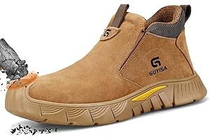 LAoutun Safety Boots Mens Slip on CE Certified Steel Toe Cap Boots Work Shoes Lightweight Splash Proof Safety Shoes Puncture Proof Construction Boot Fashionable Protective Working Boot for Men