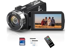 PITIKI Videokamera 4K Camcorder 48MP mit IR Nachtsicht, 18X Digitalzoom 30FPS Video Kamera Recorder, 3.0-Zoll-LCD Touchscreen Webcam Vlogging Camera für YouTube mit Fernbedienung, SD-Karte und 2 Akkus