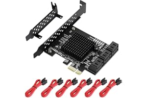 MZHOU PCIe SATA Card 6 Port, with 6 SATA Cables and Low Profile Bracket, 6Gbps SATA 3.0 PCIe Card,Support 6 SATA 3.0 Devices, Built-in Adapter Converter for Desktop PC