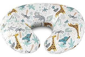 Labtec Cuscino per allattamento l'allattamento al biberon, il momento del pancino, il supporto per la seduta, 100% cotone e sfoderabile, Motivo Foresta Animale