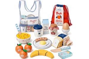 Lehoo Castle Montessori Lässpel Frukostleksaker för barn från 3 år, träleksaker till lekskök, rollspel-köksset barnleksaker m