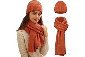 Tundwhite Damen Winter Mütze Schal Set, Thermo Wintermütze Strickmütze Beanie Winterhandschuhe Strickhandschuhe Schals Frauen Geschenk Weihnachten