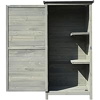 Wiltec Gartenschrank aus Holz 69,5x52x142cm mit Flügeltür & Flachdach mit Bitumenisolierung