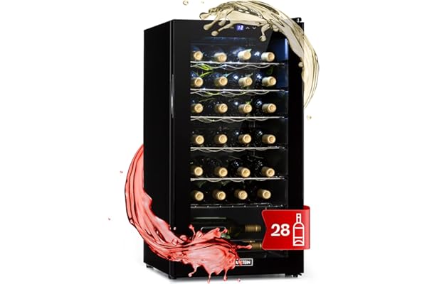 Klarstein Vinoteca, Nevera para Vinos con 1 Zona de Refrigeración, Botellero Puerta Cristal para Vino, Proseco, Expositor Interior y Exterior, Panel Táctil, 74 L., Vinoteca Capacidad 28 Botellas